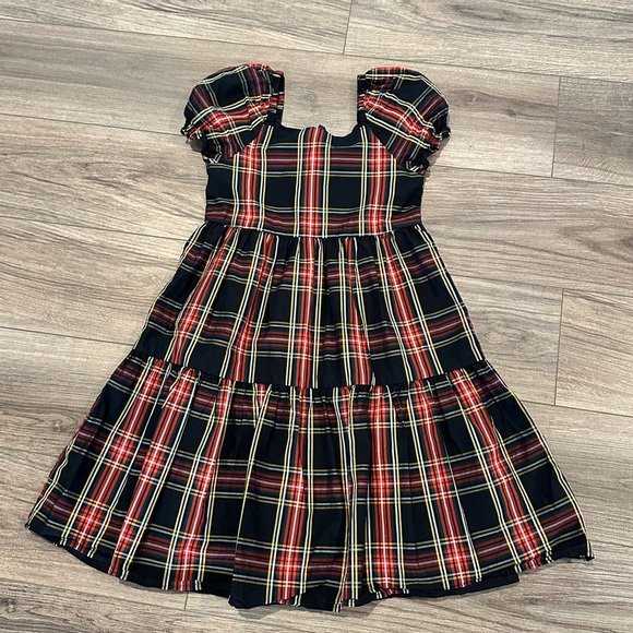 Crewcuts Girls 10 Squareneck Tiered Stewart Tartan Plaid Dress - Picture 2 of 7